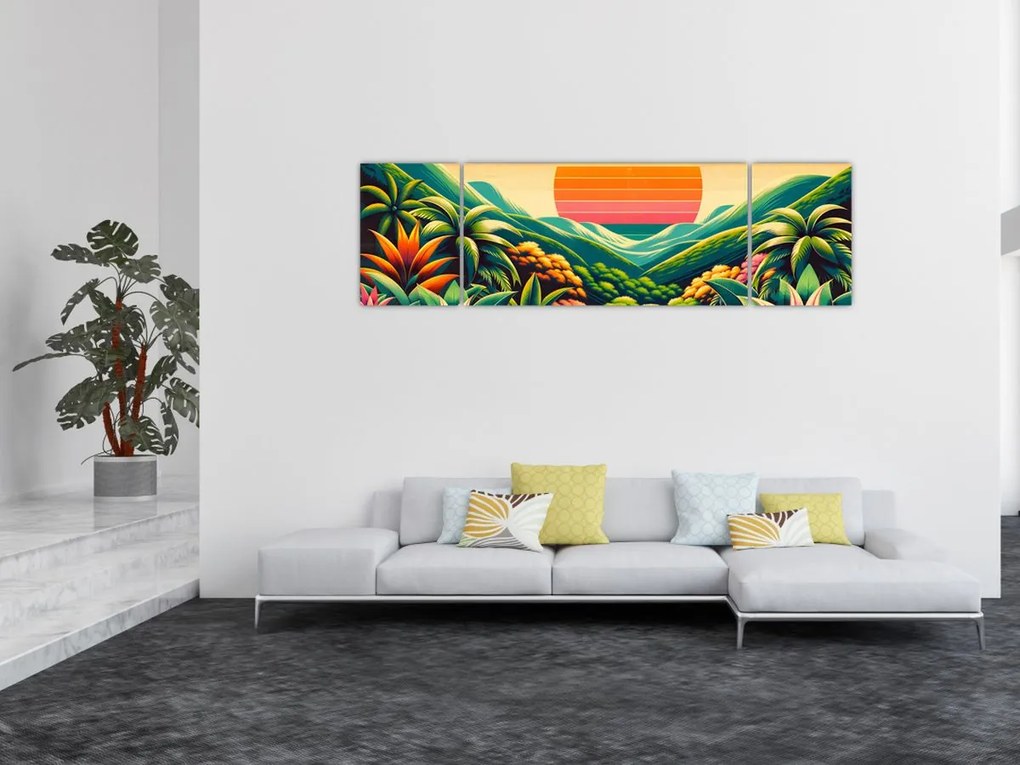Obraz - Kolorowy zachód słońca (170x50 cm)