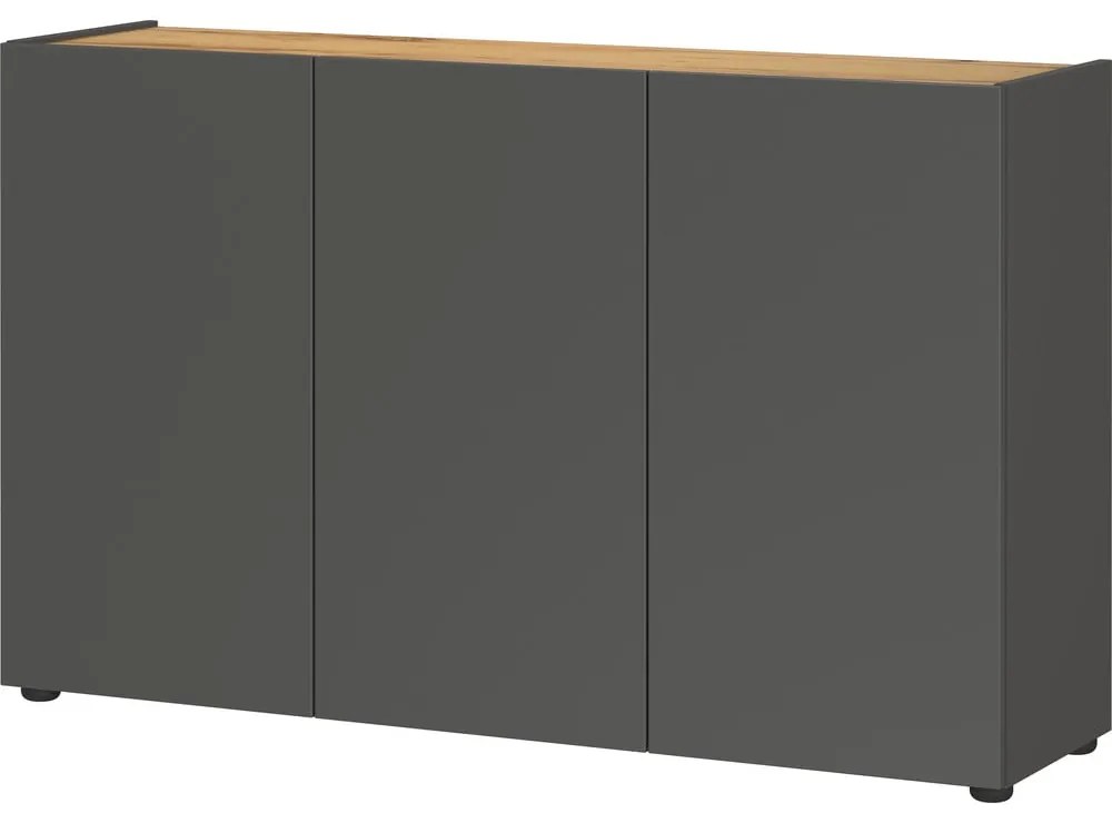 Antracytowa szafka w dekorze dębu 120x76x34 cm Adrano – Germania