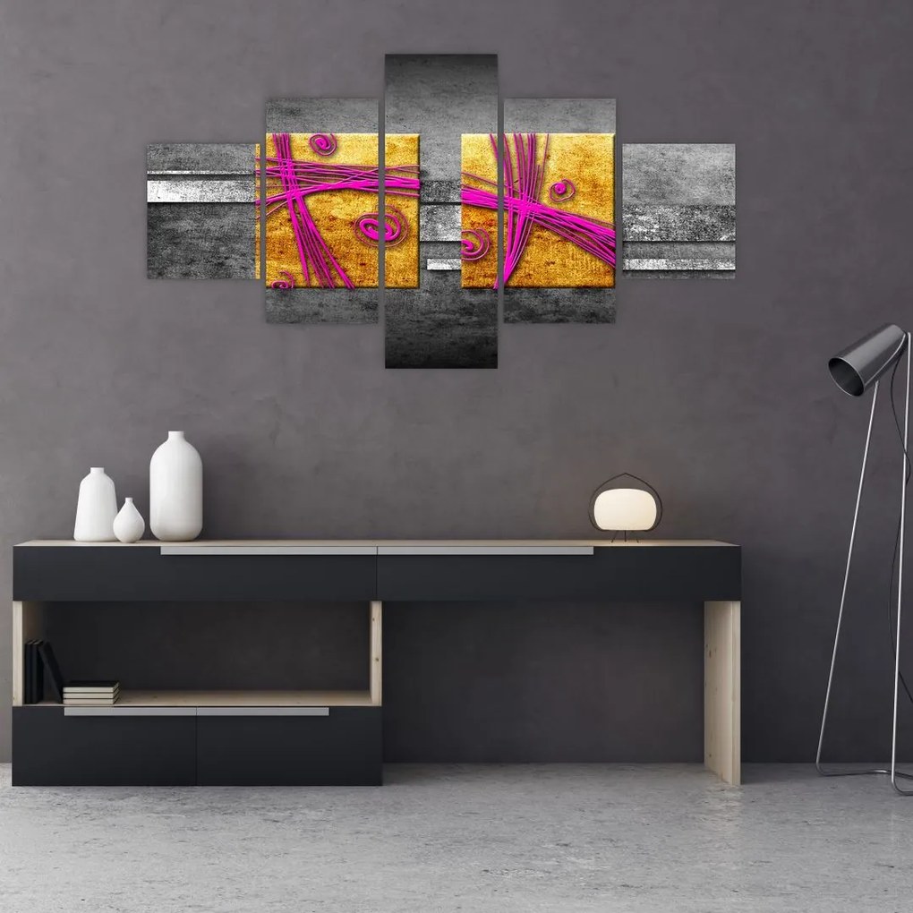 Obraz kolorowych kwadratów na czarnym tle (125x70 cm)