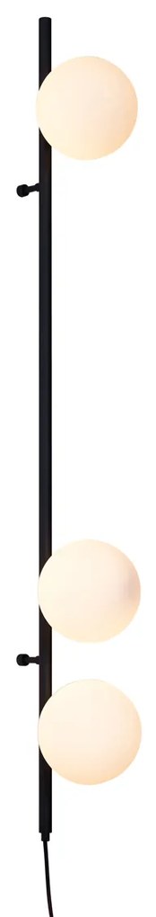 Designerski kinkiet czarny z matowym szkłem 3-źródła światła - Vertical