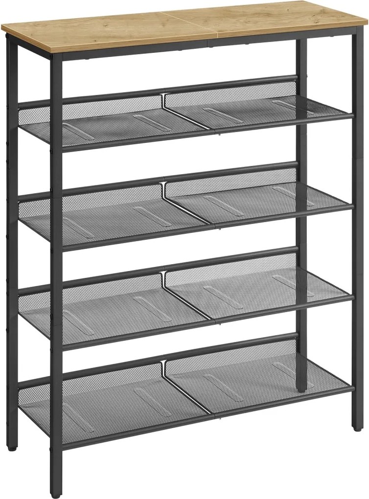 Szafka na buty TAYLOR ARTISAN z czarną konstrukcją, 4 półki