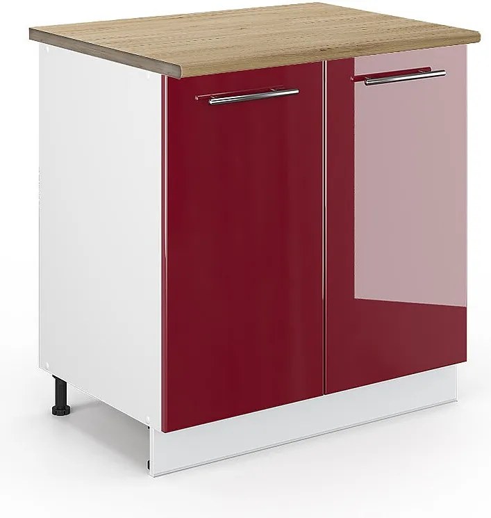 Szafka pod zlew bordowa czerwień wysoki połysk 80x60x82 fame-line