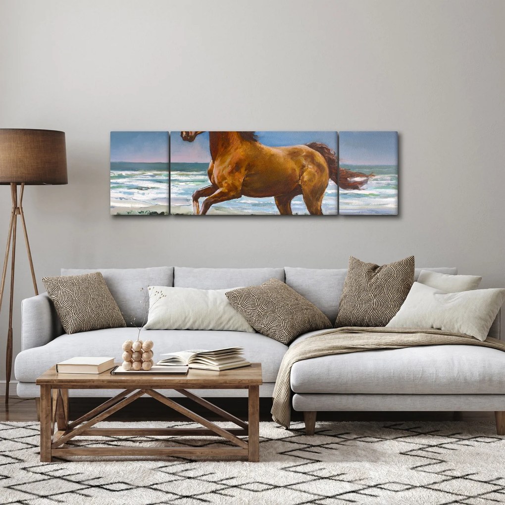 Obraz konia na plaży (170x50 cm)