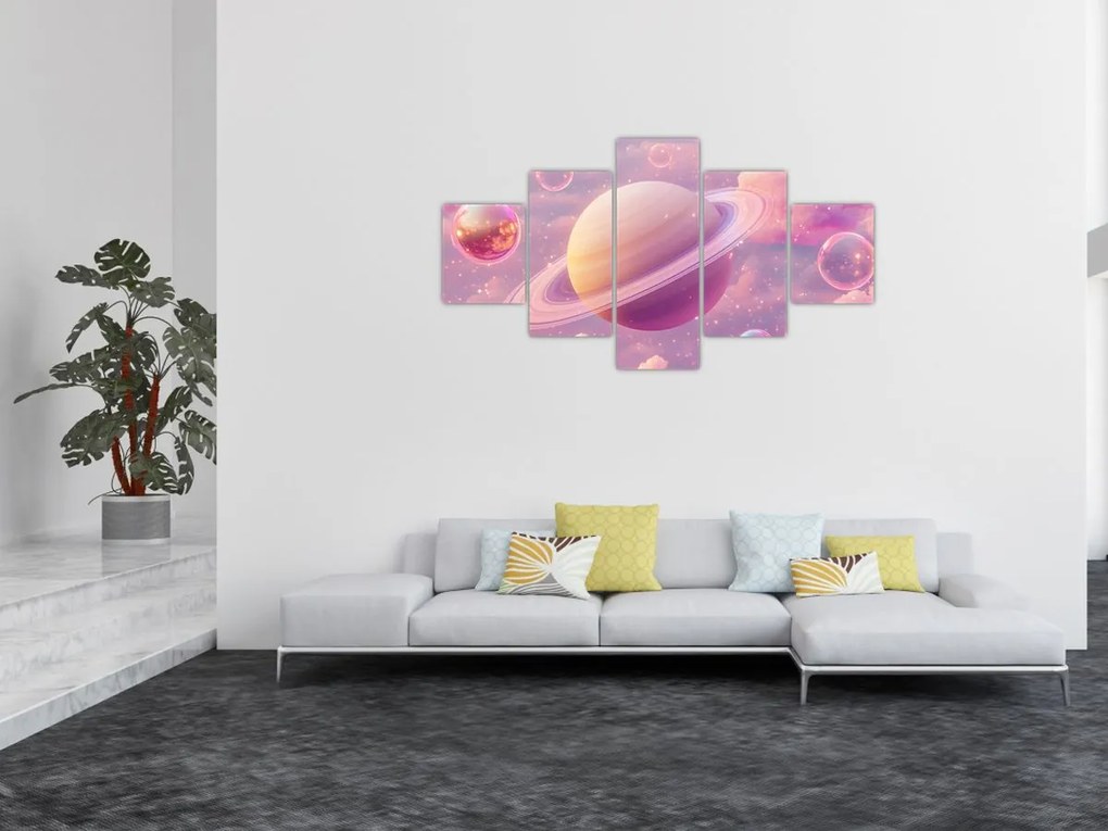 Obraz - Różowa planeta (125x70 cm)