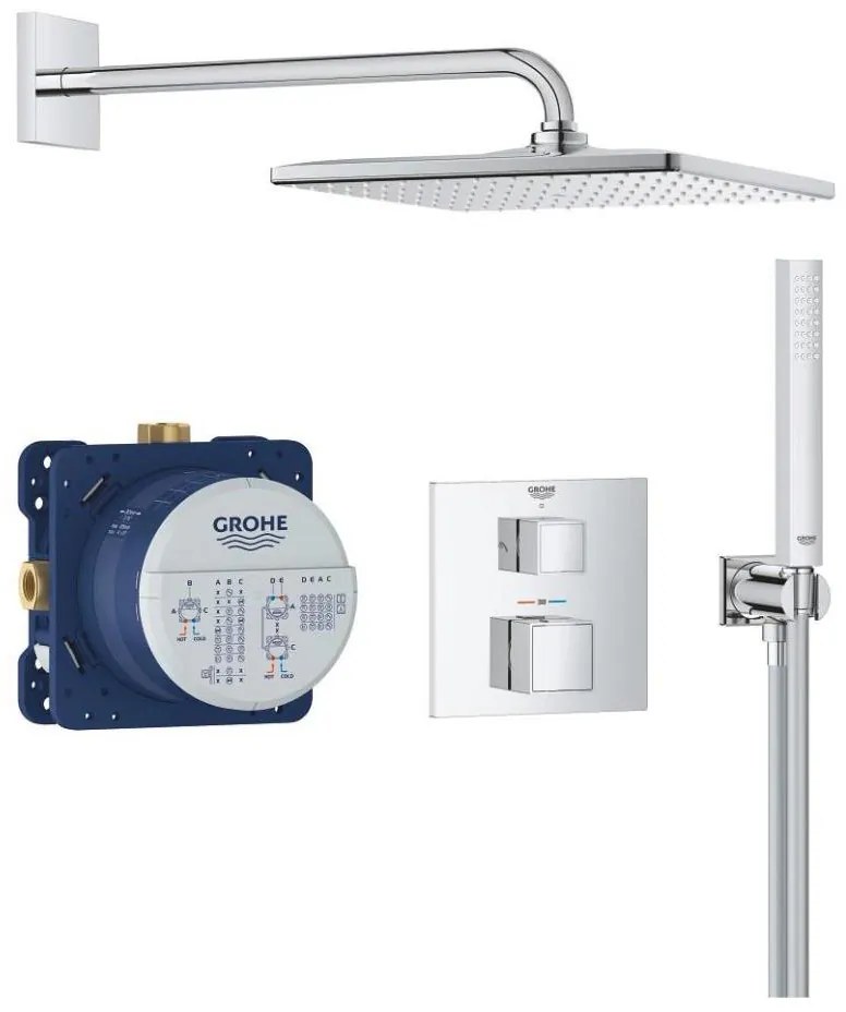 GROHE 34879000 - Podtynkowy system prysznicowy PRECISION CUBE 310 × 310 mm chrom