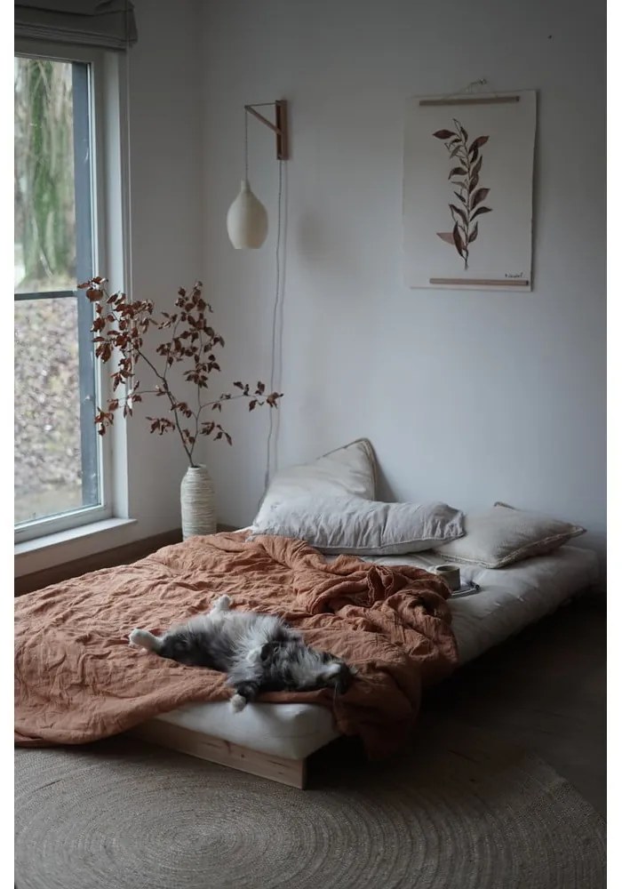 Szarobeżowa lniana rozkładana sofa 140 cm Roots Carob – Karup Design