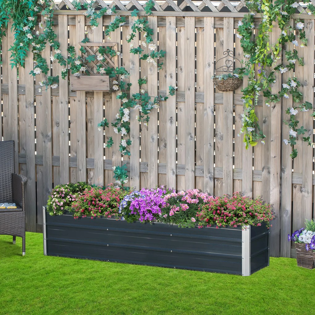 Outsunny podwyższona grządka ze stali, 183 cm x 47 cm x 40 cm