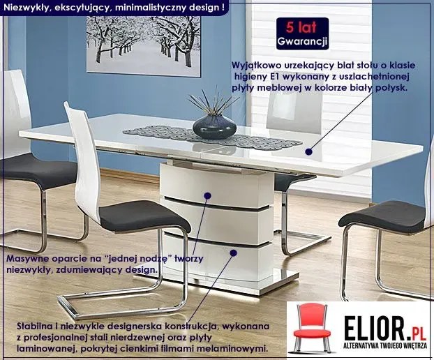 Biały rozkładany stół - Elata