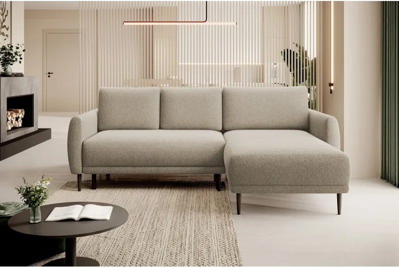 Narożnik BONO z funkcją spania Drewniane nóżki Eleganckie podłokietniki Głębokie siedzisko Prawa strona Barrel 09