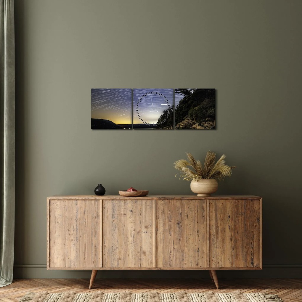 Obraz - niebo podczas zachodu słońca (z zegarem) (90x30 cm)