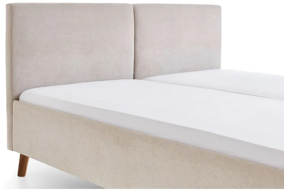 Beżowe tapicerowane łóżko dwuosobowe ze stelażem 160x200 cm Piano – Meise Möbel