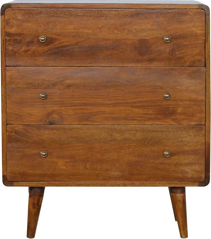 Artisan Furniture Orzechowa zakrzywiona skrzynia z 3 szufladami, sypialnia