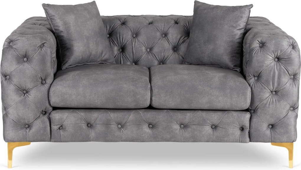 Sofa SORRENTO 2S Dwuosobowa Szara Welurowa Nowoczesna Glamour