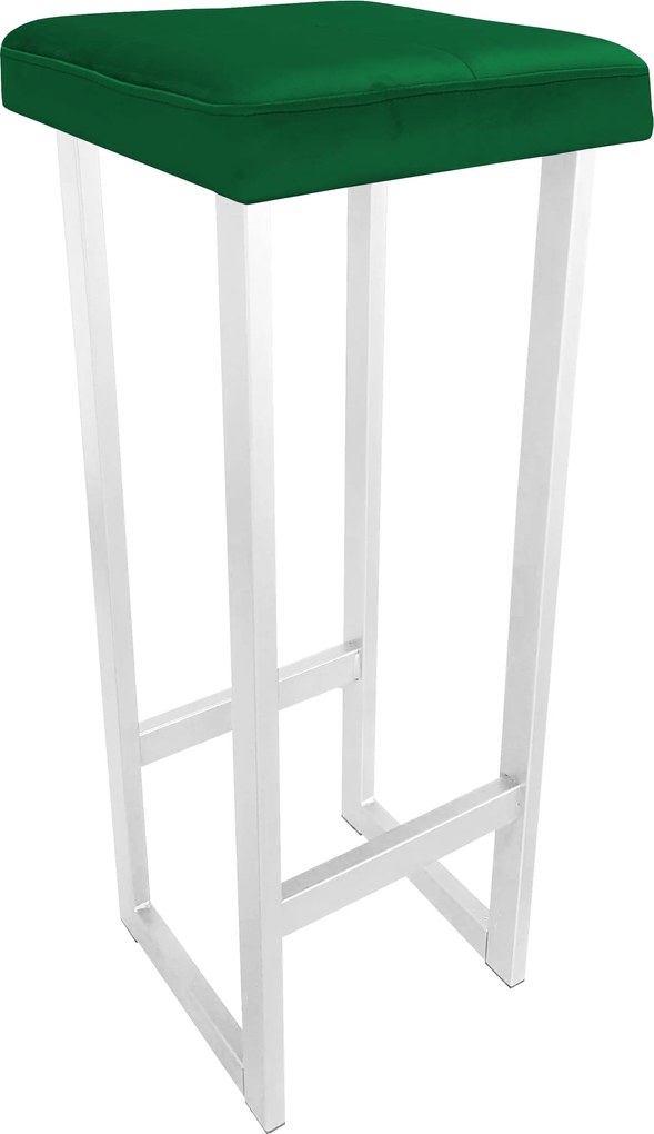 Hoker ALEX krzesło barowe tkanina Welur podstawa metalowa : Kolor Stelaża - Biały, Kolor tkaniny - VELVET - MG25, Wysokość - 90 cm