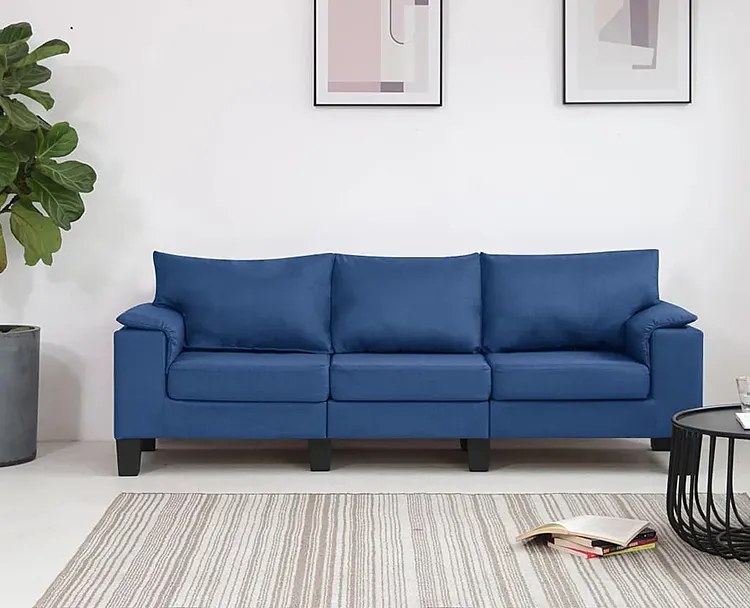 3-osobowa niebieska sofa z podłokietnikami - Ekilore 3Q