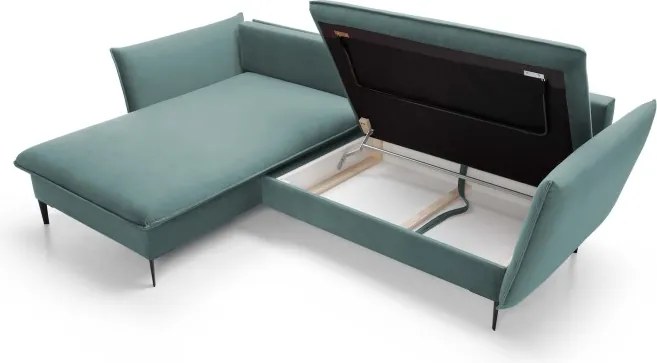 Narożnik GLOSS Lewostronny z funkcją spania, zestaw z poduszkami wolnostojący tkanina RIVIERA 80 Jasny szary WERSAL