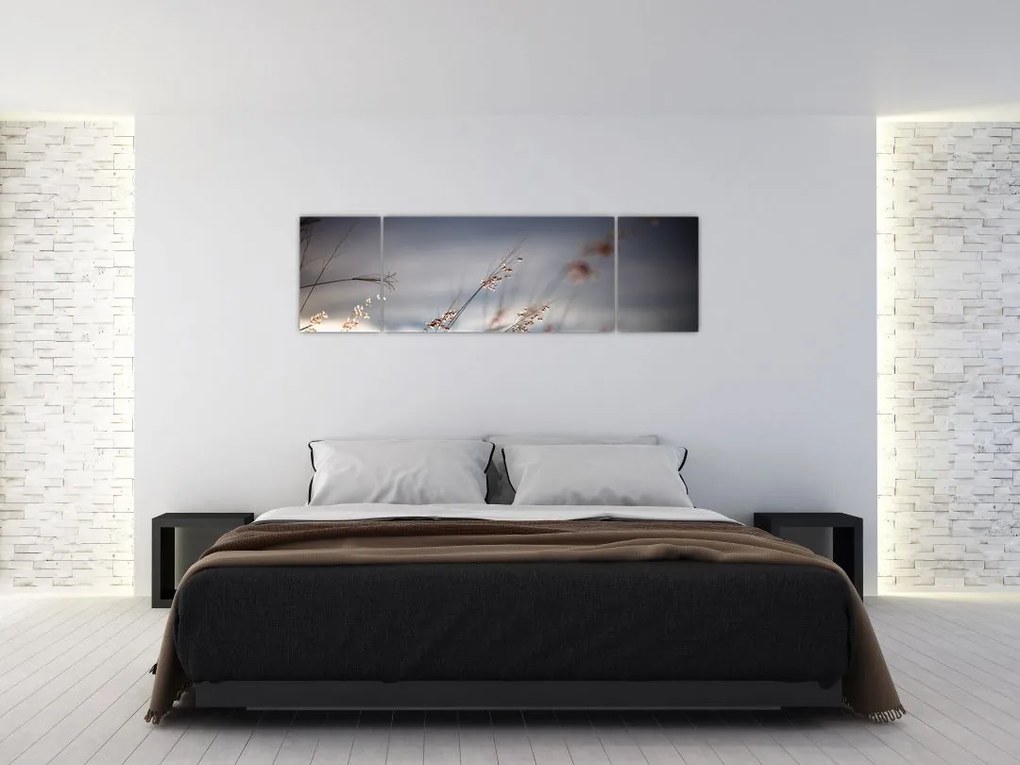 Obraz - Kwiaty polne nad jeziorem (170x50 cm)