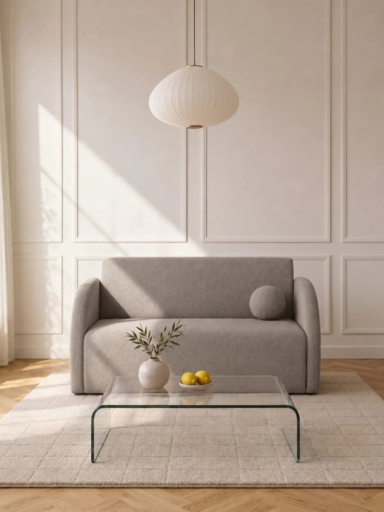 Sofa rozkładana Nubi trzyosobowa 140 cm z pojemnikiem - beżowa boucle Quelle 16