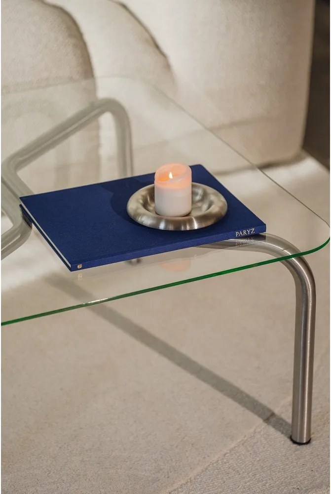 Stolik ze szklanym blatem w kolorze srebra 60x80 cm Uku – noo.ma