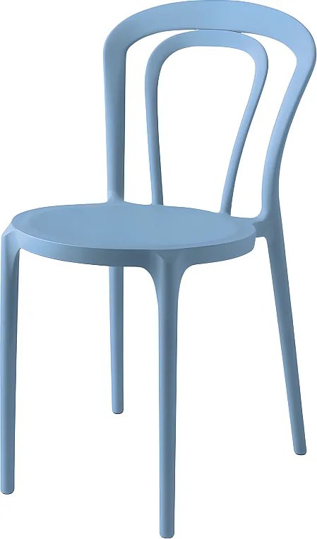 Zestaw 2 nowoczesnych niebieskich krzeseł "Caffè" z polipropylenu, sztaplowanych, do użytku wewnątrz i na zewnątrz, cm 53x53 83h