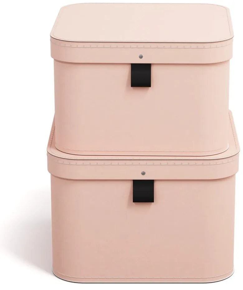 Różowe kartonowe pojemniki zestaw 2 szt. z pokrywką 28,5x28,5x19,5 cm Ludvig Paper Laminate – Bigso