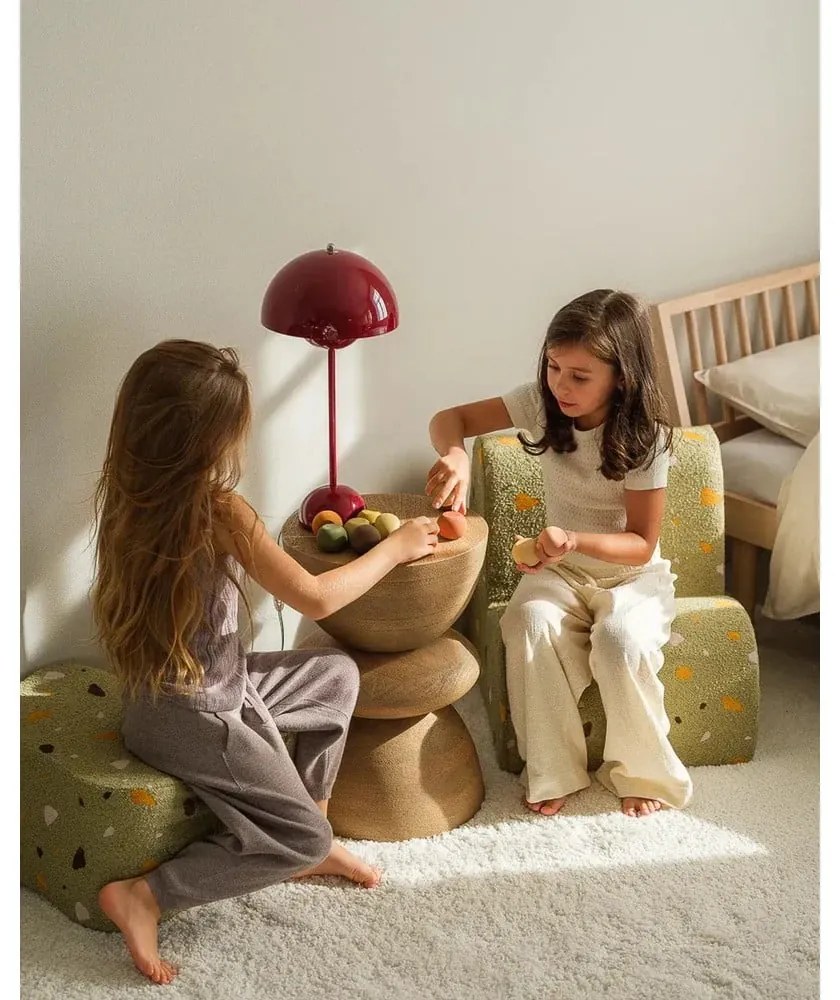 Zielony fotel dziecięcy z materiału bouclé/z tkaniny szenilowej Terrazzo Cloud – Wigiwama