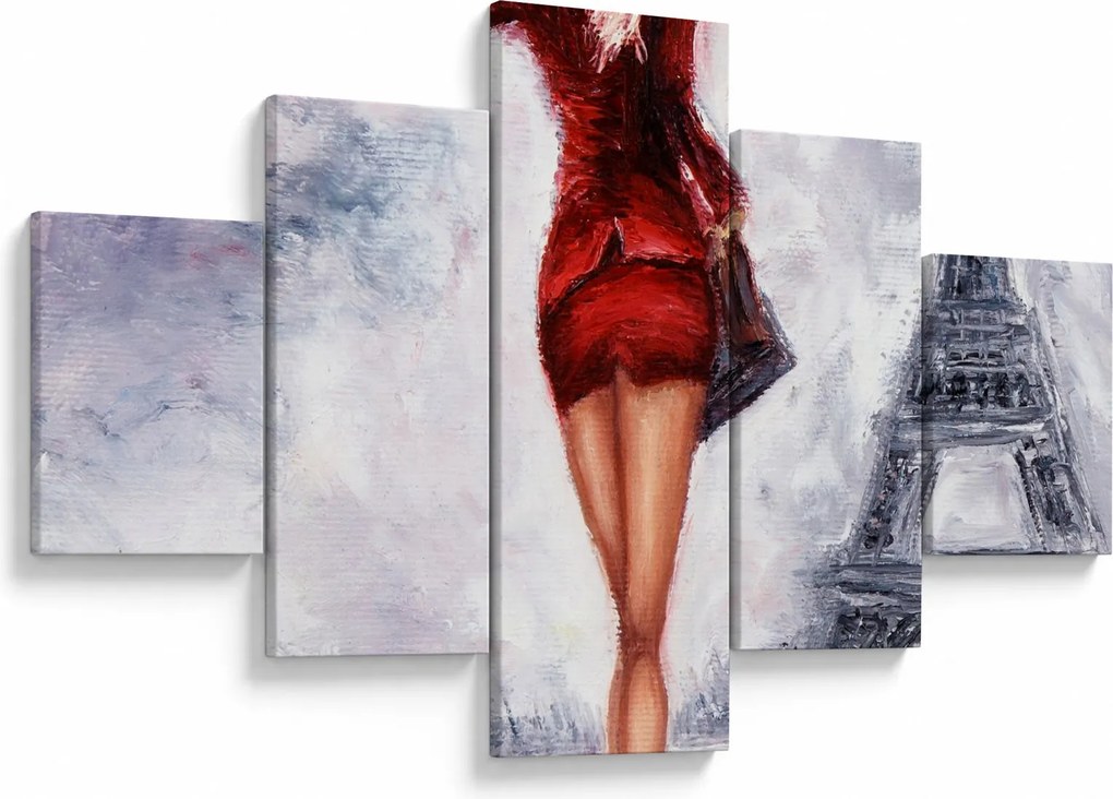 Obraz - Kobieta i wieża Eiffla (125x70 cm)