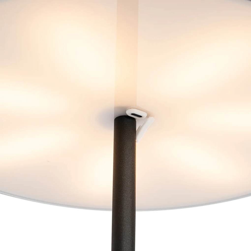 Lampa stojąca zewnętrzna czarna z możliwością ładowania, 3-stopniowy ściemniacz - Keira