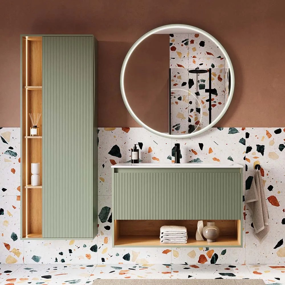 Badmöbel-Set BELDIVO 100 cm mit Waschbecken