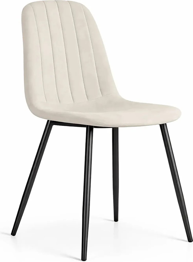 Zestaw 6 kremowych krzeseł welurowych D2-Z15