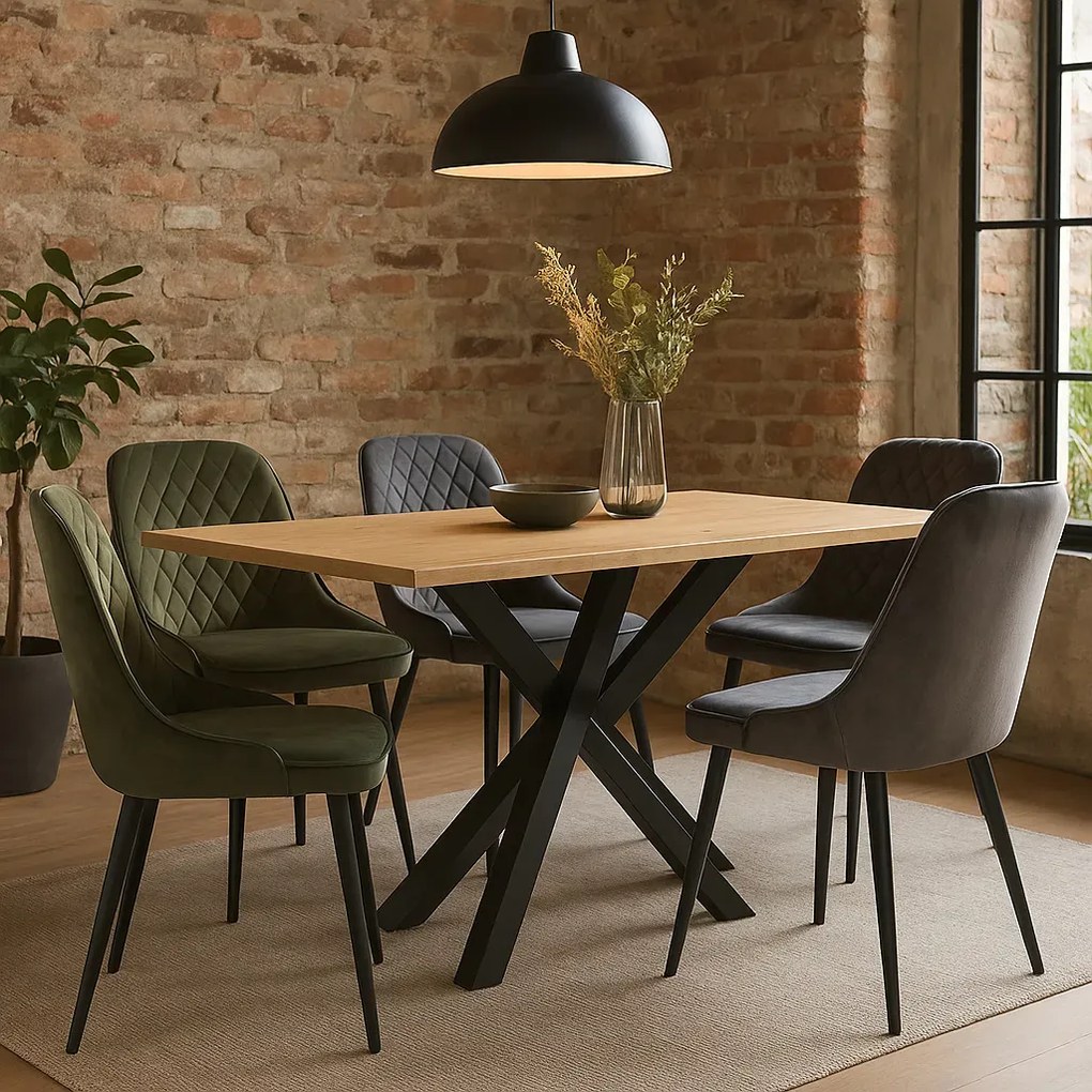 Prostokątny stół z nogami X dąb artisan  S5-G48