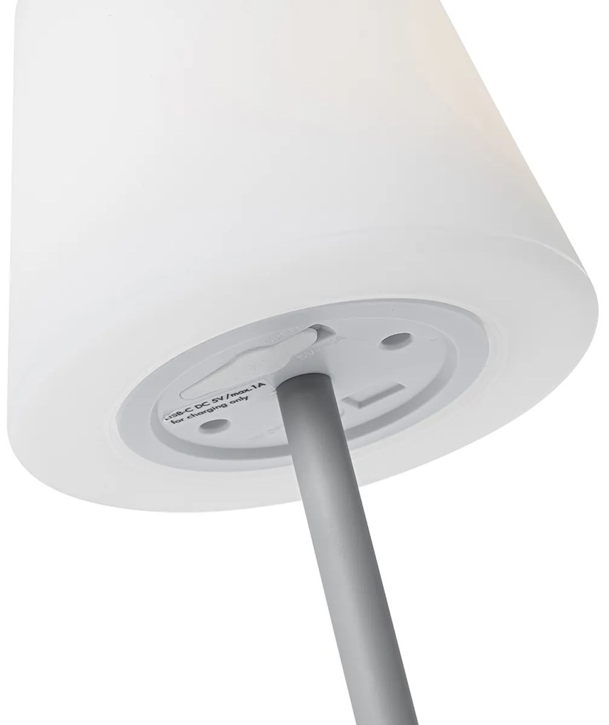 Zewnetrzna Lampa stołowa szara, ładowalna, z diodą LED i ściemniaczem IP54 - Jude Nowoczesny Oswietlenie zewnetrzne