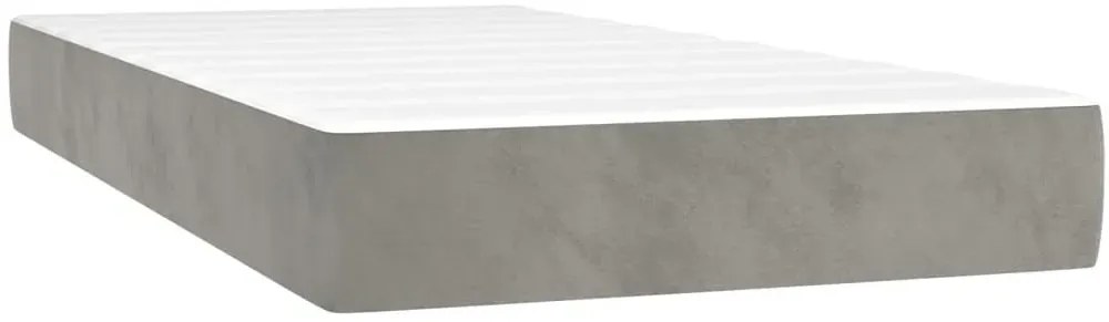 Jasnoszare tapicerowane łóżko z materacem 90x200 Mefir