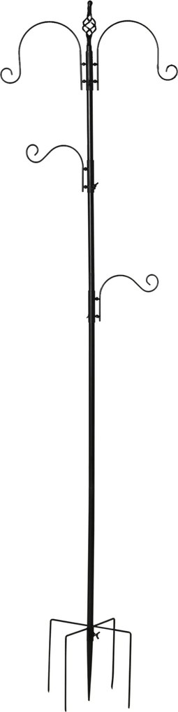 Stacja karmienia ptaków PawHut, zewnętrzny rozdzielacz pokarmu, 4 haczyki, Stal, Czarny