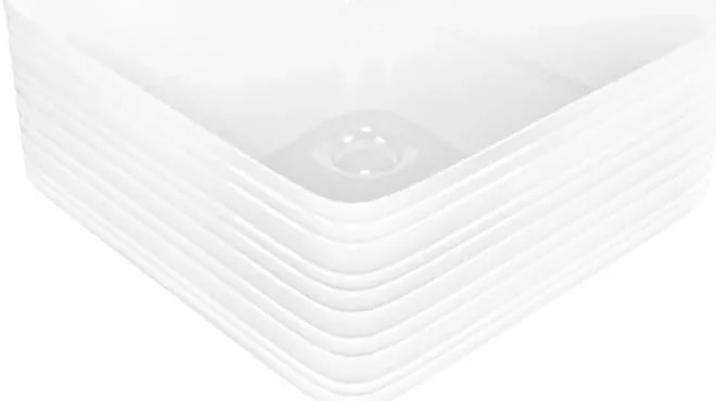 Umywalka ceramiczna nablatowa kwadratowa ryflowana biała 39 x 39 cm LAMI