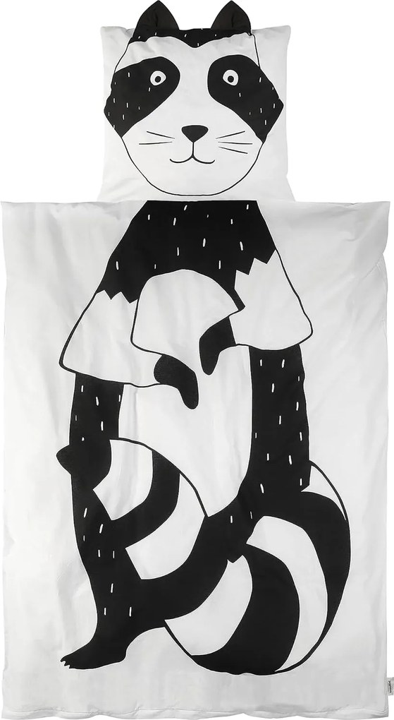 PrzytulneMieszkanie.pl PrzytulneMieszkanie.pl Bawełniana pościel do łóżeczka RACCOON czarno-biała Rozmiar pościeli: 40 x 60 cm | 100 x 135 cm