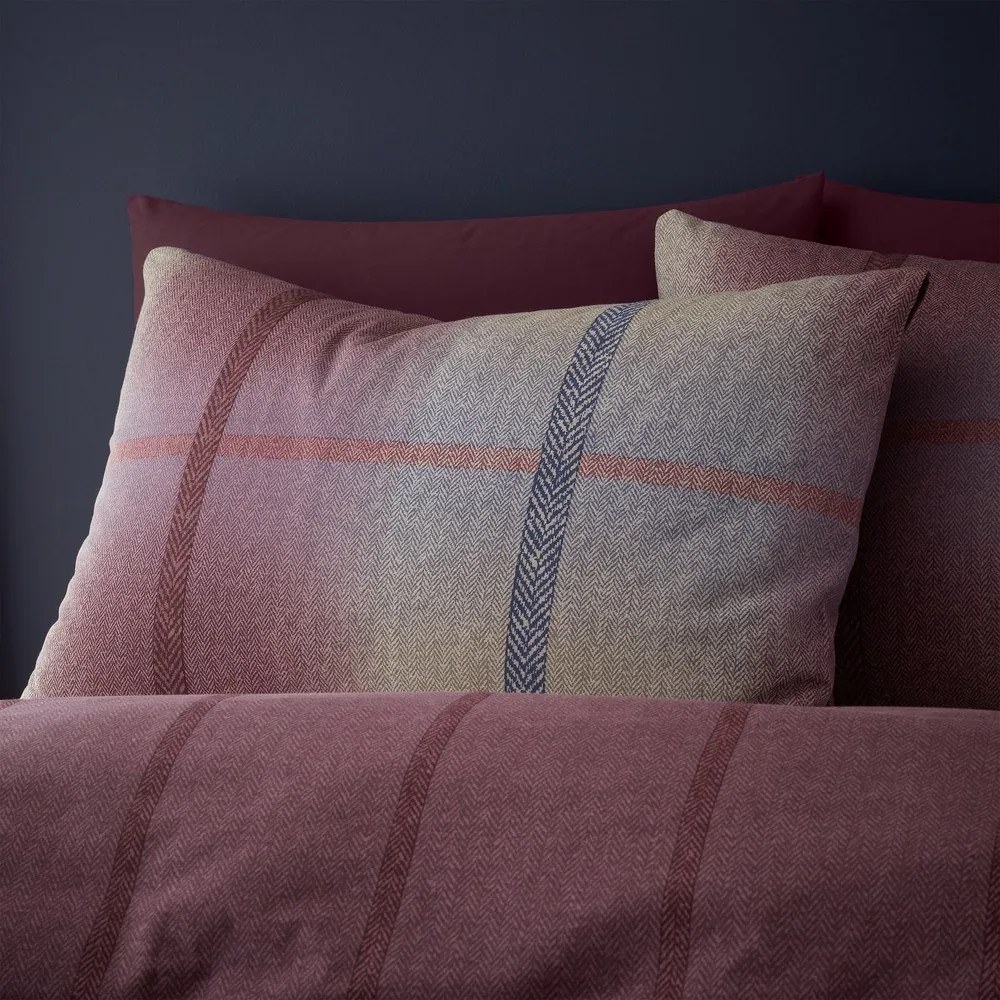 Ciemnoróżowa flanelowa pościel dwuosobowa 230x220 cm Melrose Tweed Check – Catherine Lansfield