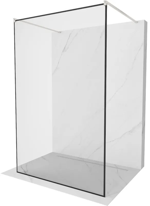 Mexen Kioto ścianka prysznicowa wolnostojąca 130 x 200 cm, czarny wzór 8 mm, nikiel szczotkowany - 800-130-002-97-70