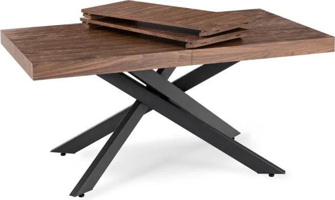 Stół Prostokątny Rozkładany HAMPTON 160-240 cm Orzech/Czarny do Jadalni Nowoczesny Loft