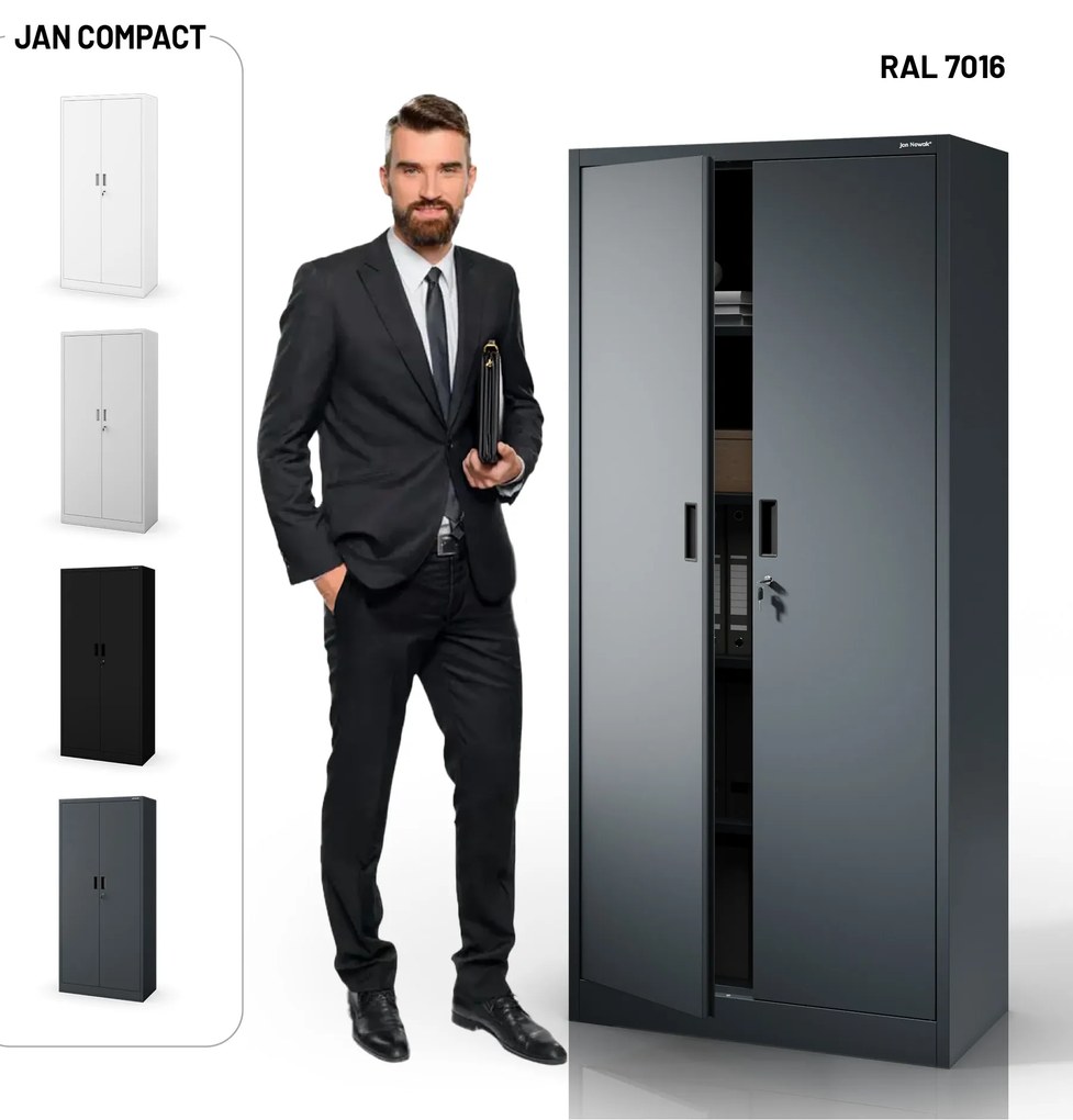 Szafa metalowa biurowa z 4 półkami antracytowa, 1750x800x400 mm: JAN Compact