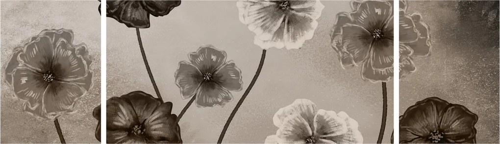 Obraz - Rysowane kwiaty (170x50 cm)