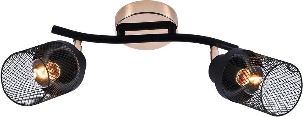 Czarno-złota lampa sufitowa z kloszami z siatki - 3X EX790 C8-F58