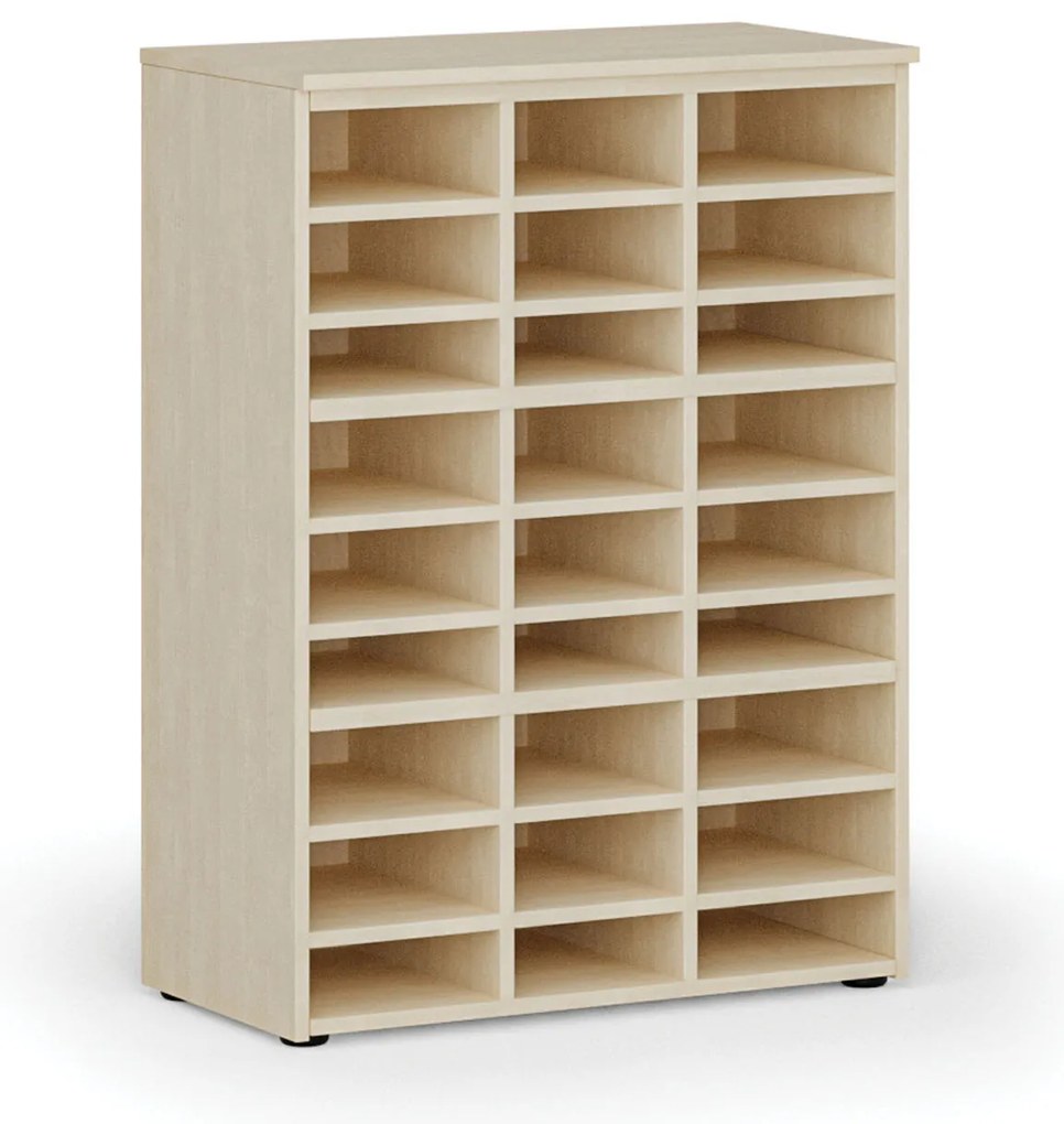 Regał sortujący PRIMO WOOD, 800 x 420 x 1087 mm, 27 przegród, brzoza