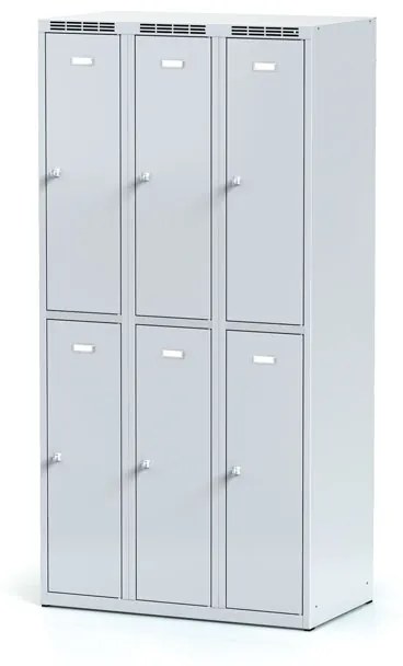 Alfa 3 Metalowa szafka skrytkowa, 6 schowków, 1800 x 900 x 500 mm, zamek obrotowy, drzwi szare