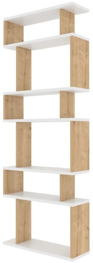 Biały regał w dekorze dębu 60x160 cm Bates – Kalune Design