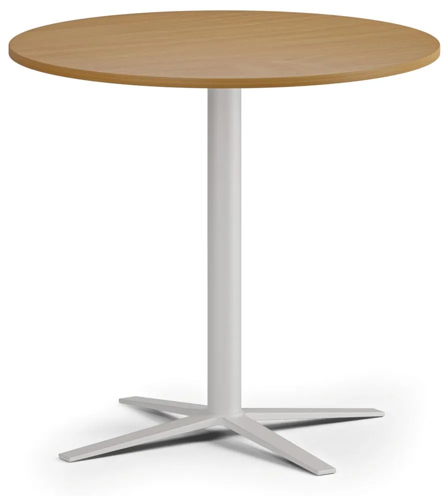 Stolik kawowy AURA, średnica 80 cm, biała podstawa, buk