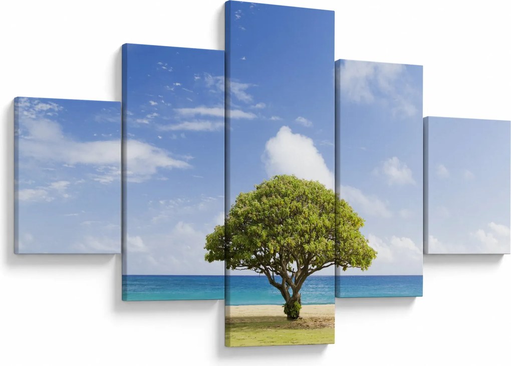 Obraz plaży z drzewem (125x70 cm)
