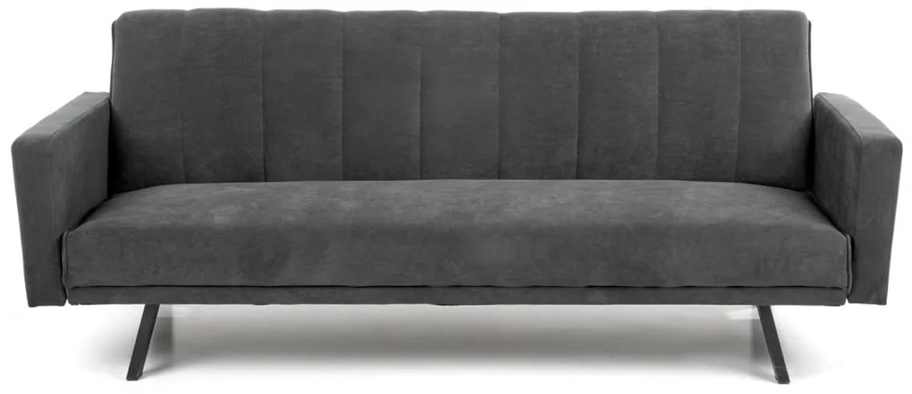 AMANDO sofa popielaty, rozkładana, tkanina velvet, stal tapicerowana