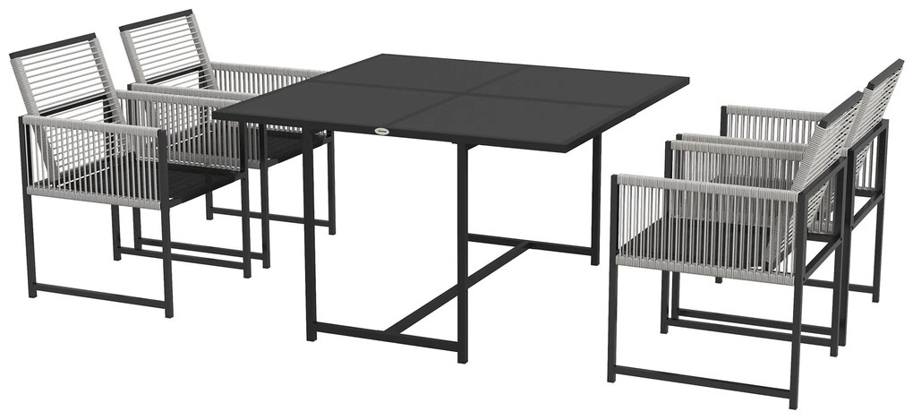 Outsunny Zestaw Mebli Ogrodowych 5-częściowy Jasnoszary+Czarny | Aosom PL