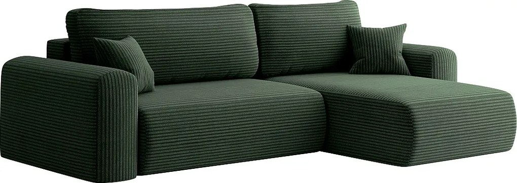 Uniwersalny narożnik z funkcją spania, do salonu, CAPRI L, ciemnozielony